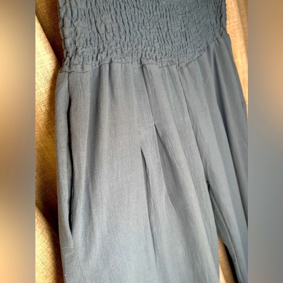 NWOT Cornflower Blue Pull-on Pant Smocked Waist Wide Leg Size XL - Picture 2 of 5